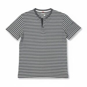 Men’s Ruff Hewn Gray and White Striped Short Sleeve Tee